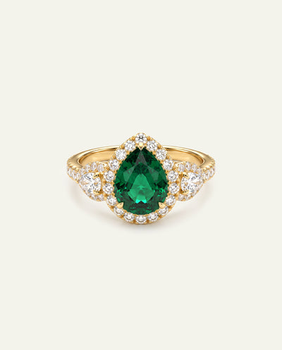 Aanika V. Lab-created Emerald & Lab-grown Diamond Halo Ring