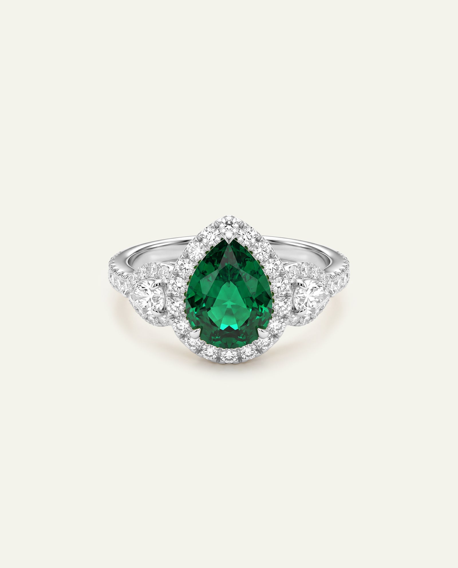 Aanika V. Lab-created Emerald & Lab-grown Diamond Halo Ring