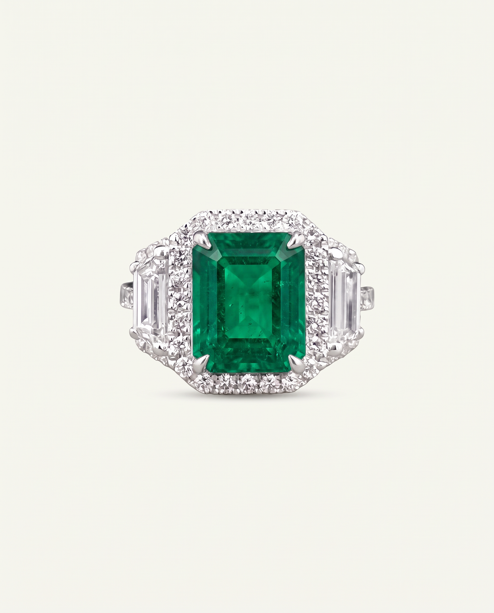 Aanika V. Lab-created Emerald & Lab-grown Diamond Halo Ring