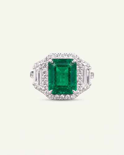 Aanika V. Lab-created Emerald & Lab-grown Diamond Halo Ring - alternate view