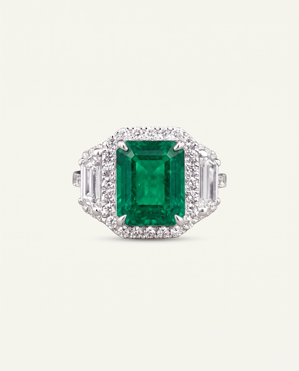 Aanika V. Lab-created Emerald & Lab-grown Diamond Halo Ring