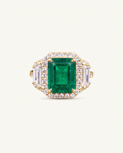 Aanika V. Lab-created Emerald & Lab-grown Diamond Halo Ring