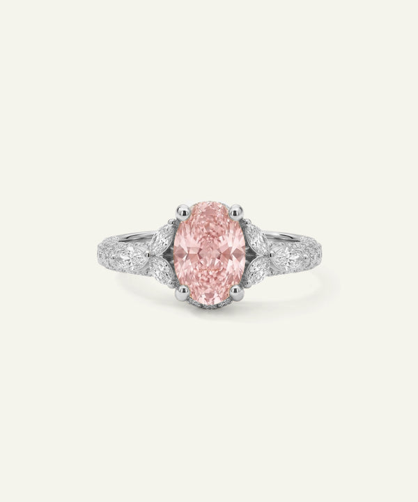 Ovani® Lab-grown Pink Diamond Oval Accented Engagement Ring - 2.7 Ct. T.W.