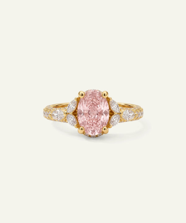 Ovani® Lab-grown Pink Diamond Oval Accented Engagement Ring - 2.7 Ct. T.W.