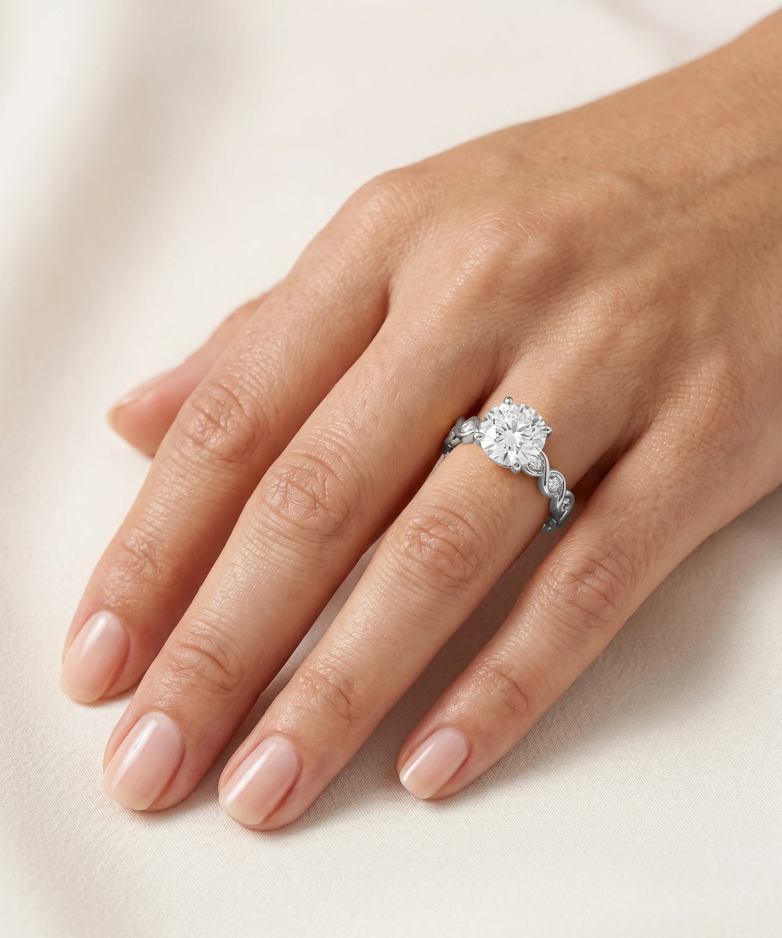 Ovani® Round Lab-grown Diamond Twist Shank Engagement Rings