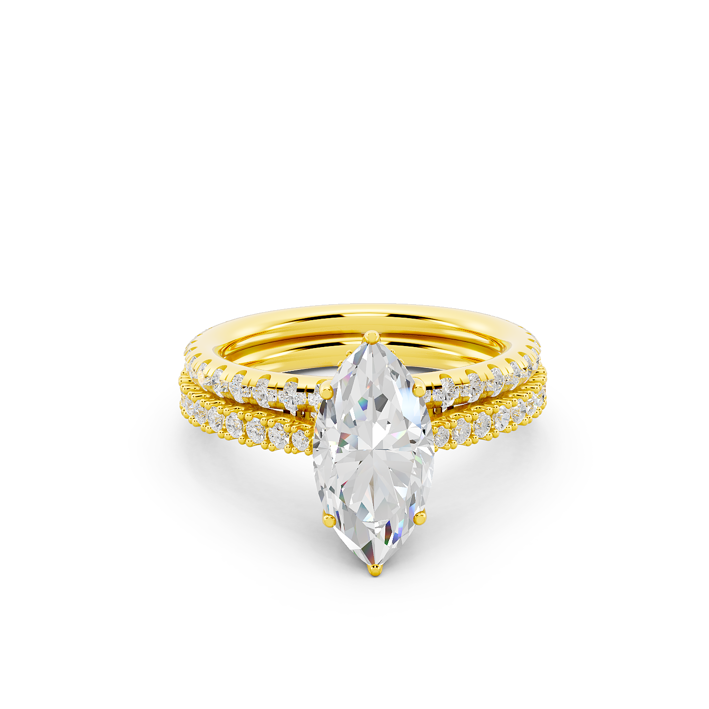 Ovani® Lab-grown Diamond Marquise Hidden Halo Bridal Set