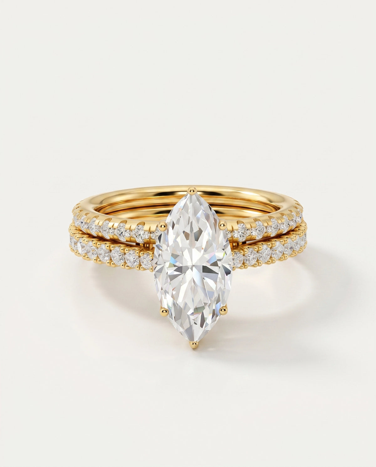 Ovani® Lab-grown Diamond Marquise Hidden Halo Bridal Set