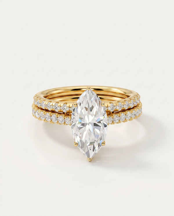 Ovani® Lab-grown Diamond Marquise Hidden Halo Bridal Set