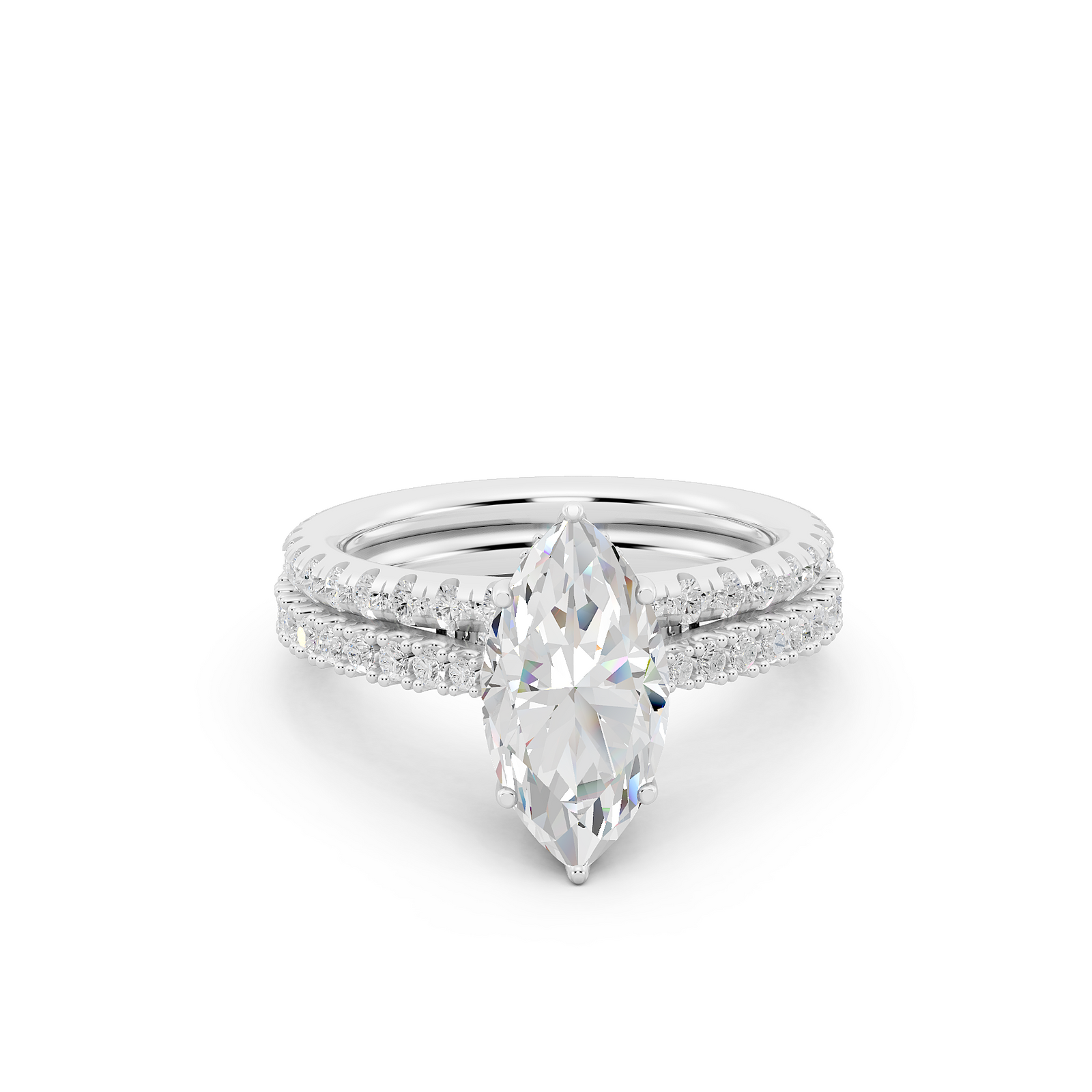 Ovani® Lab-grown Diamond Marquise Hidden Halo Bridal Set