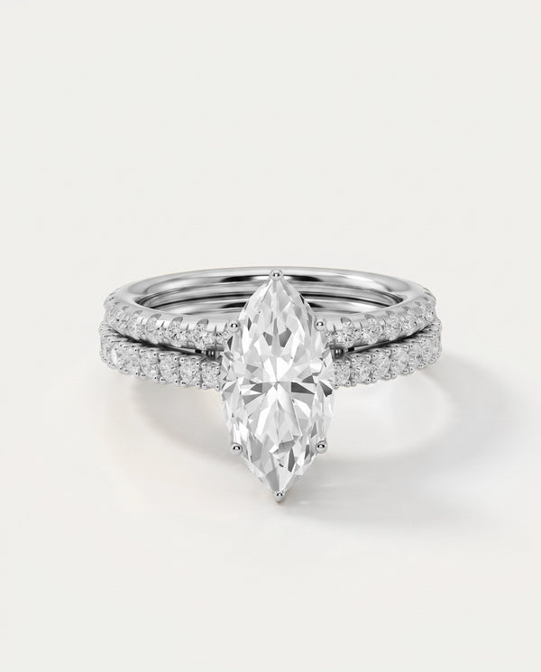 Ovani® Lab-grown Diamond Marquise Hidden Halo Bridal Set
