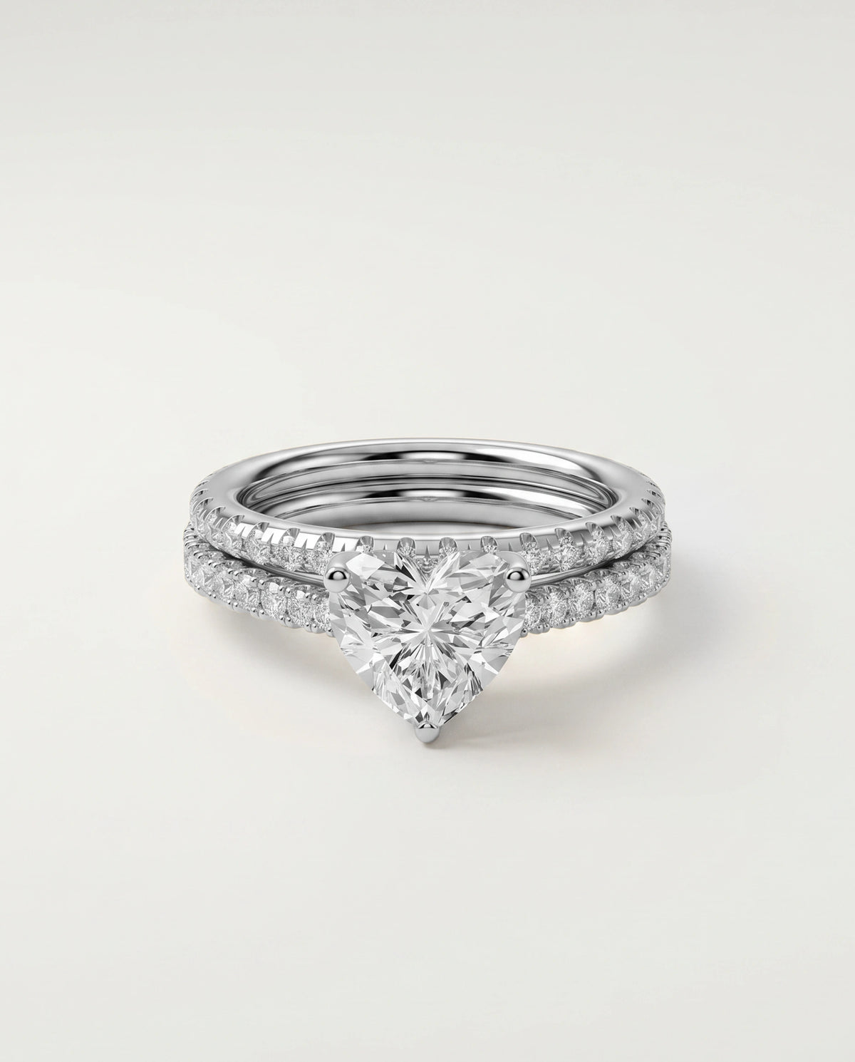 Ovani® Lab-grown Diamond Heart Hidden Halo Bridal Set