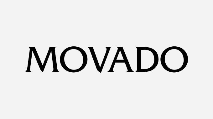 Movado logo in black on a white background