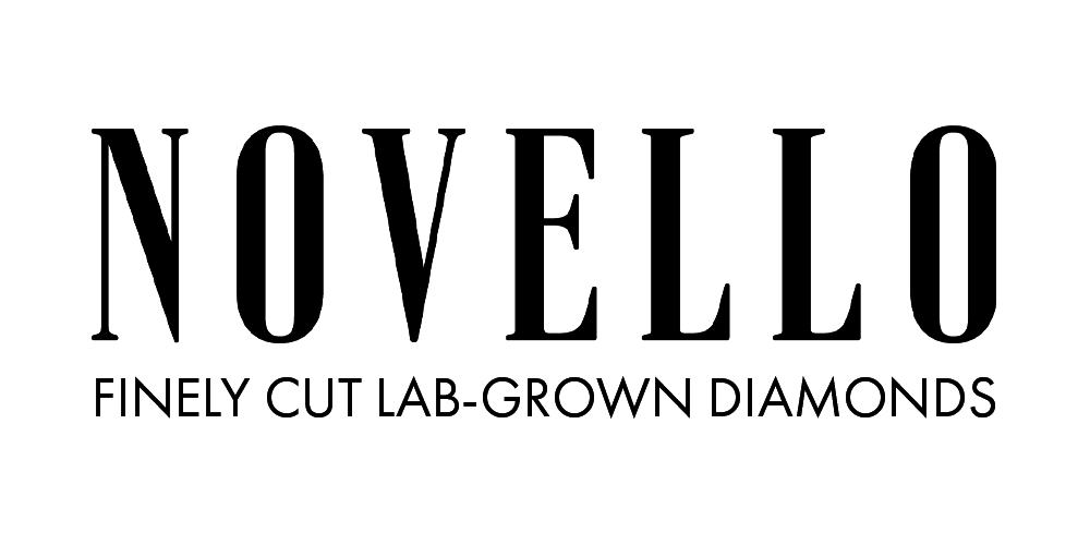Black text on a white background reads NOVELLO in large letters, with FINELY CUT LAB-GROWN DIAMONDS in smaller letters below.