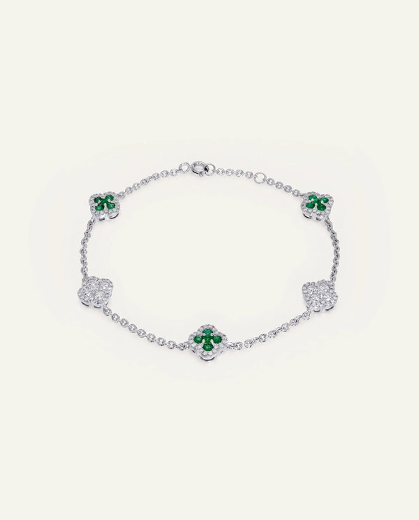 Aanika V. Emerald & Diamond Flower Bracelet