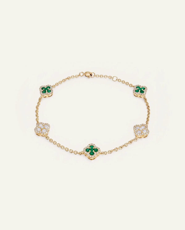 Aanika V. Emerald & Diamond Flower Bracelet