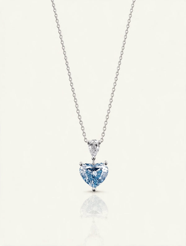 Ovani® Lab-grown Blue Diamond Pear & Heart Drop Pendant -  1.40 Ct. T.W.
