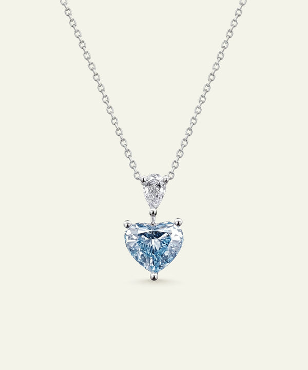 Ovani® Lab-grown Blue Diamond Pear & Heart Drop Pendant -  2.0 Ct. T.W.