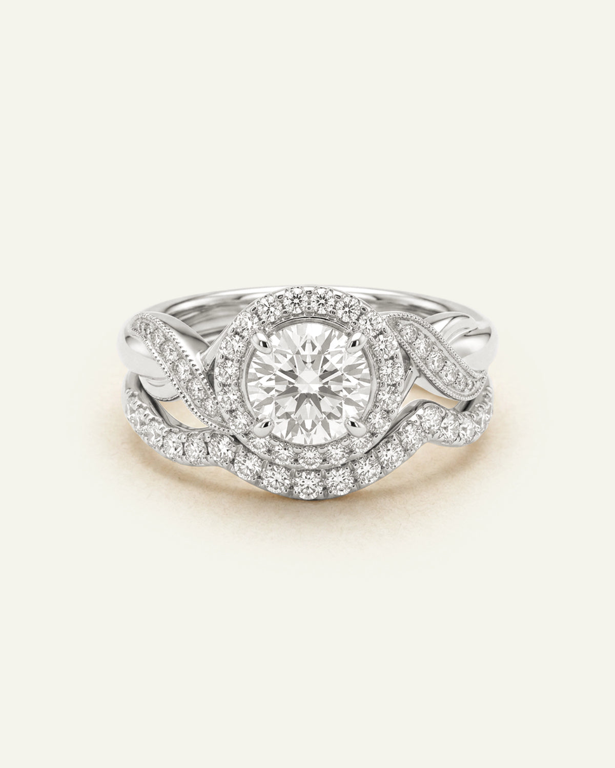 Ovani® Diamond Round Halo Bridal Set