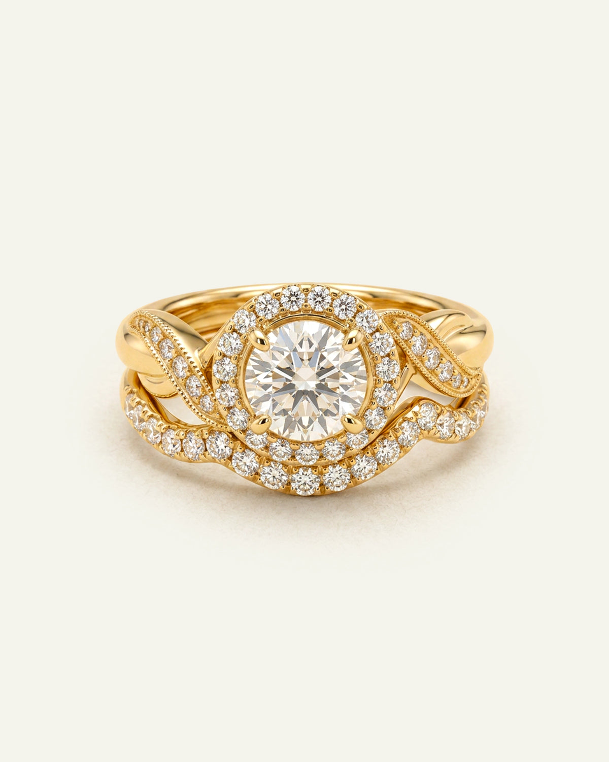 Ovani® Diamond Round Halo Bridal Set