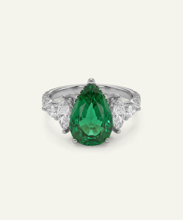 Aanika V. Lab-created Emerald & Lab-grown Diamond Ring