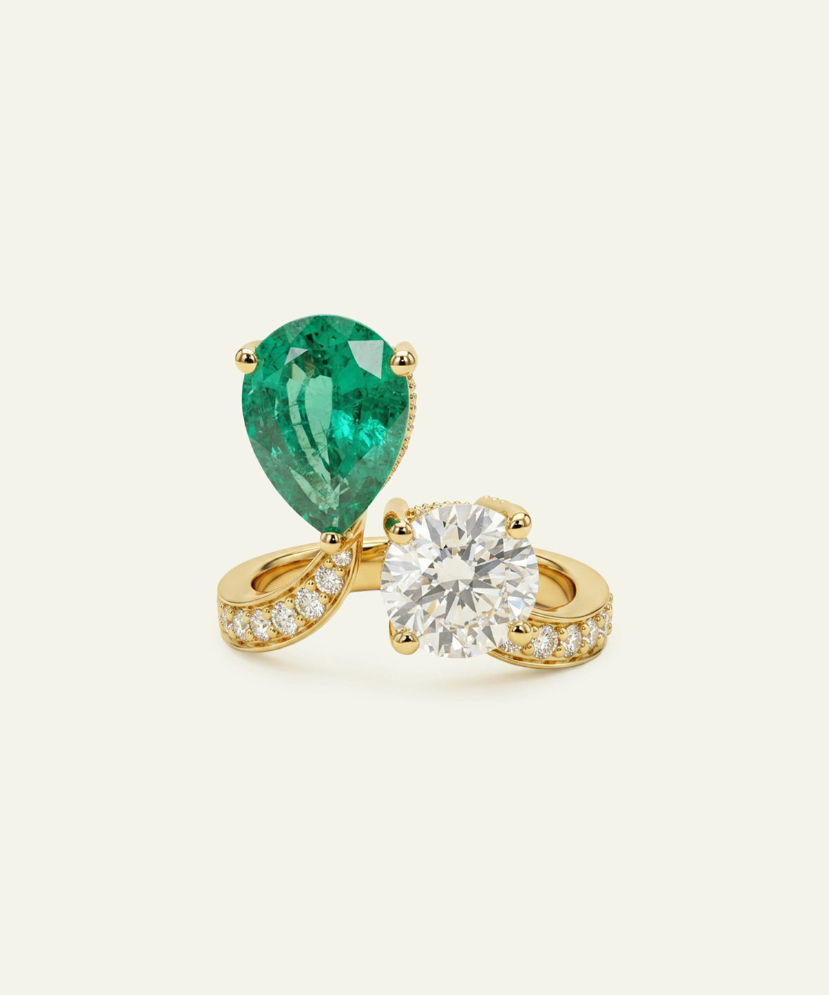 Aanika V. Lab-created Emerald & Lab-grown Diamond Bypass Ring