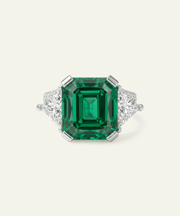 Aanika V. Lab-created Emerald & Lab-grown Diamond Ring
