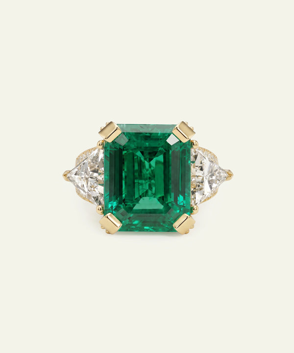 Aanika V. Lab-created Emerald & Lab-grown Diamond Ring