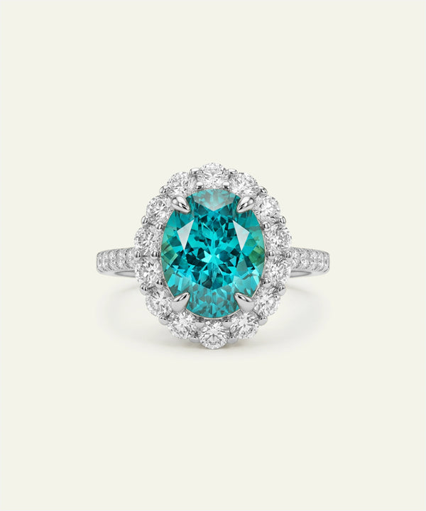 Aanika V. Lab-created Paraiba & Lab-grown Diamond Halo Ring