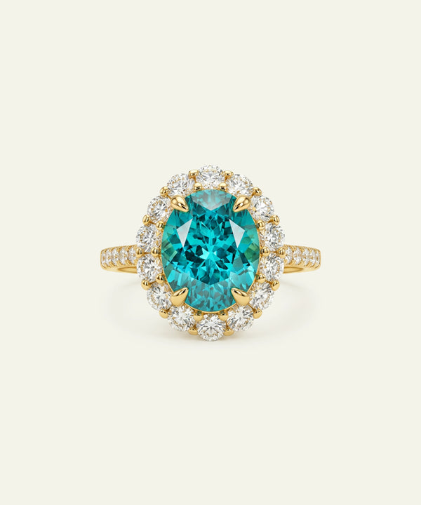 Aanika V. Lab-created Paraiba & Lab-grown Diamond Halo Ring