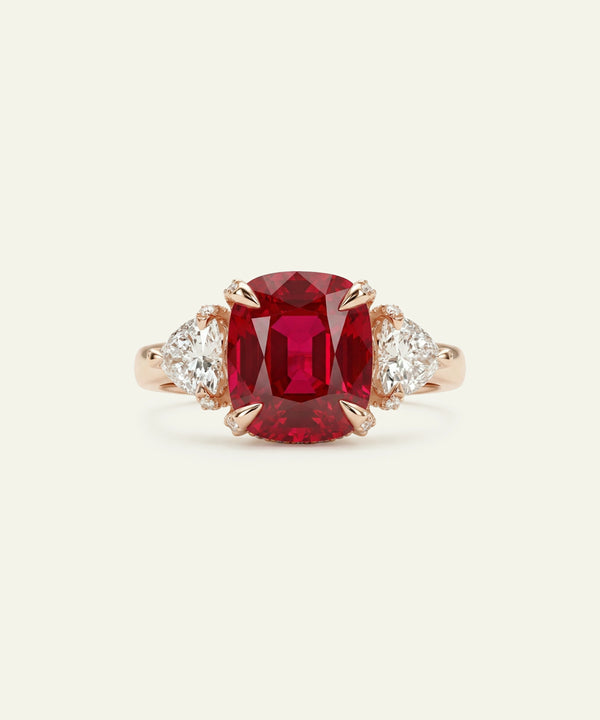 Aanika V. Lab-created Ruby & Lab-grown Diamond Halo Ring