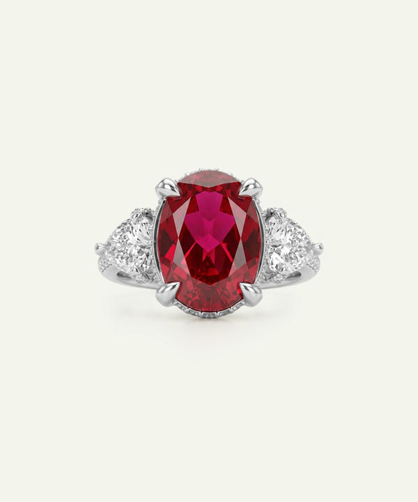 Aanika V. Lab-created Ruby & Lab-grown Diamond Ring