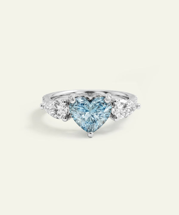 Ovani® Lab-grown Blue Diamond Heart Engagement Ring - 3.53 Ct. T.W.