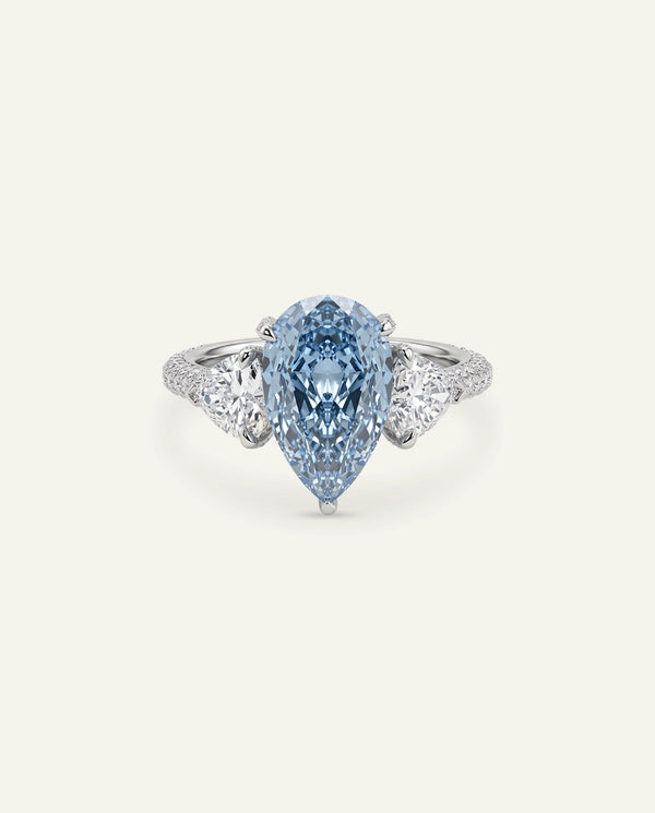 Ovani® Lab-grown Blue Diamond Pear Engagement Ring -  13.7 Ct. T.W.