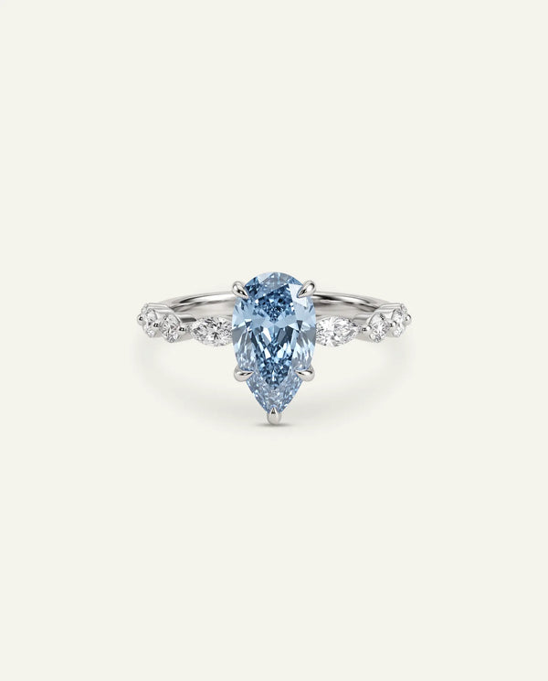 Ovani® Lab-grown Blue Diamond Pear Engagement Ring -  3.5 Ct. T.W.