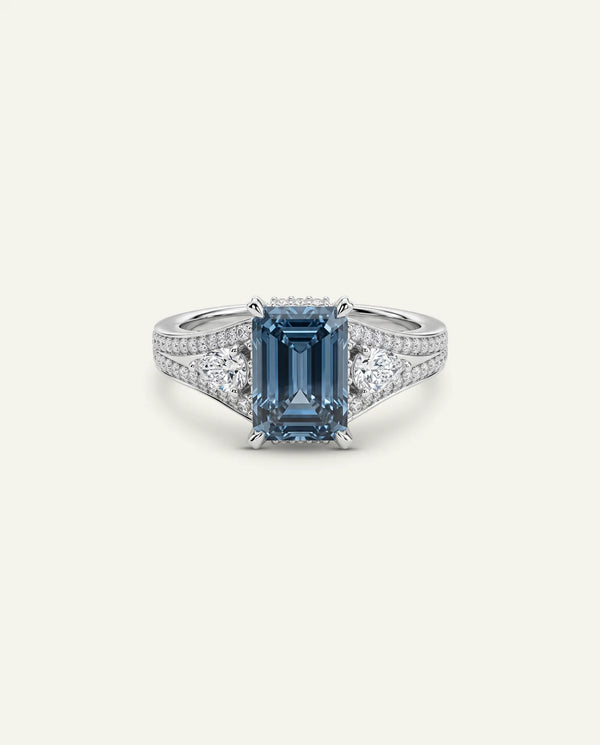 Ovani® Lab-grown Blue Diamond Emerald Engagement Ring - 3.3 Ct. T.W.