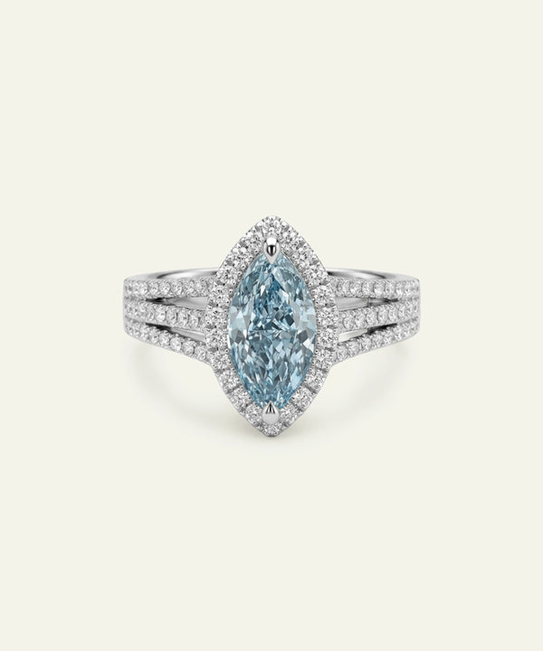 Ovani® Lab-grown Blue Diamond Marquise Halo Engagement Ring -  2.2 Ct. T.W.