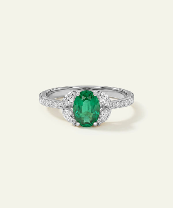 Aanika V. Lab-created Green Emerald & Lab-grown Diamond Accented Ring