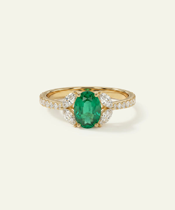 Aanika V. Lab-created Green Emerald & Lab-grown Diamond Accented Ring