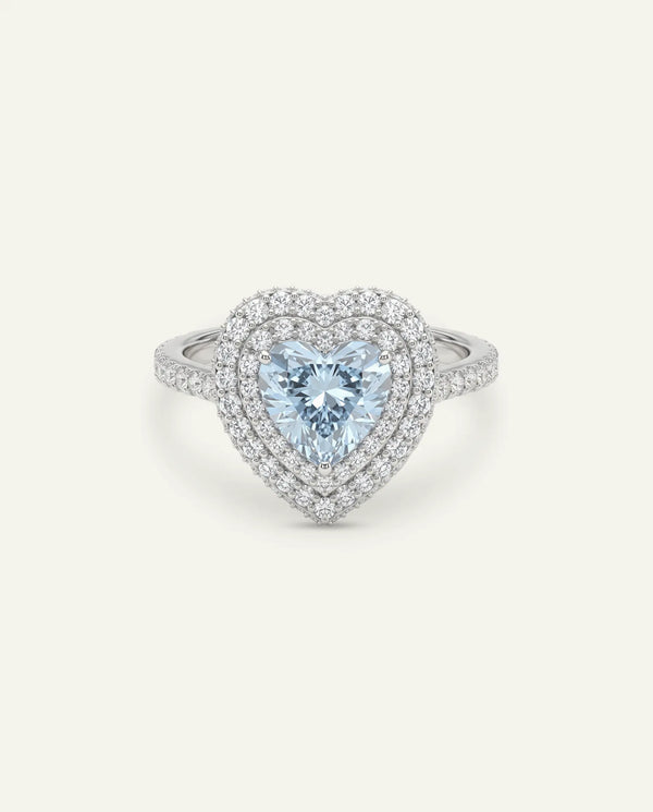 Ovani® Lab-grown Blue Diamond Heart Double Halo Engagement Ring -  4.6 Ct. T.W.