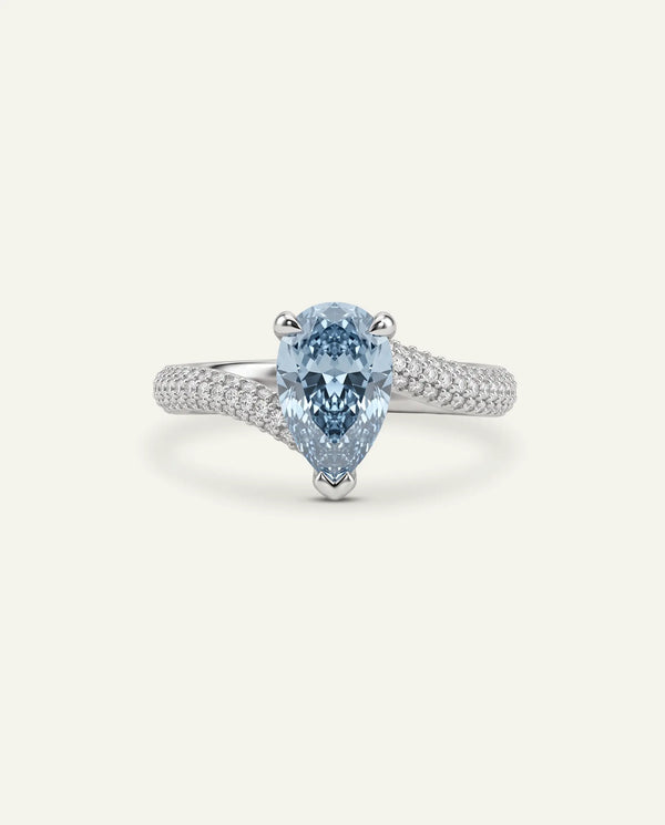 Ovani® Lab-grown Blue Diamond Pear Pavé Split-Shank Engagement Ring -  3.1 Ct. T.W.