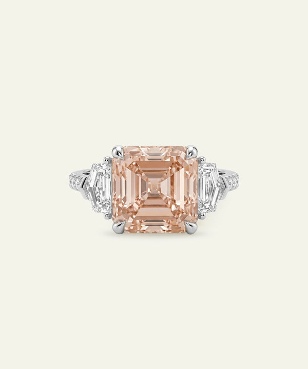 Ovani® Lab-grown Pink Diamond Asscher Engagement Ring -  8.02 Ct. T.W.
