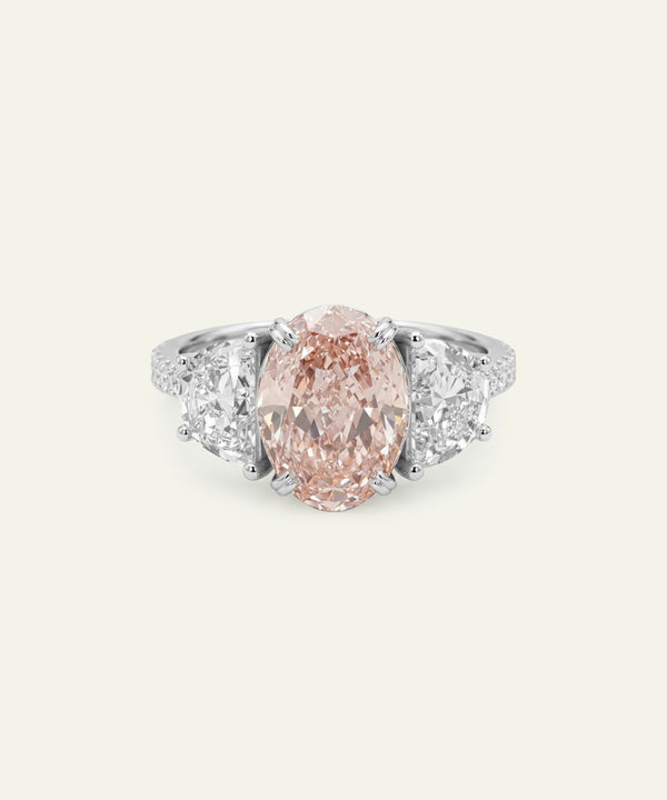 Ovani® Lab-grown Pink Diamond Oval Engagement Ring -  5.30 Ct. T.W.