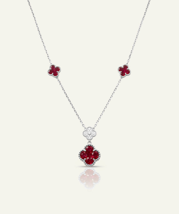 Aanika V. Ruby & Diamond Flower Necklace