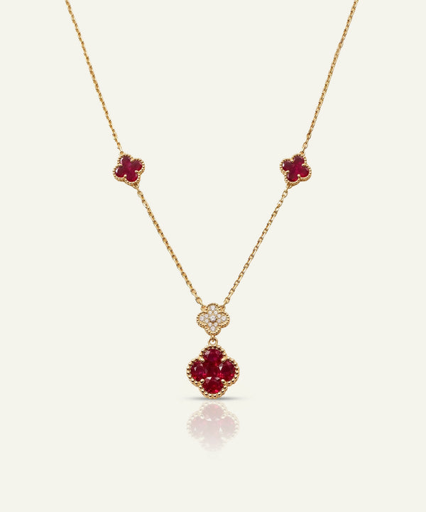 Aanika V. Ruby & Diamond Flower Necklace