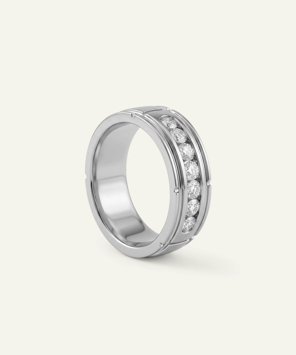 channel-set 7-stone natural diamond men's wedding band by Ovani®