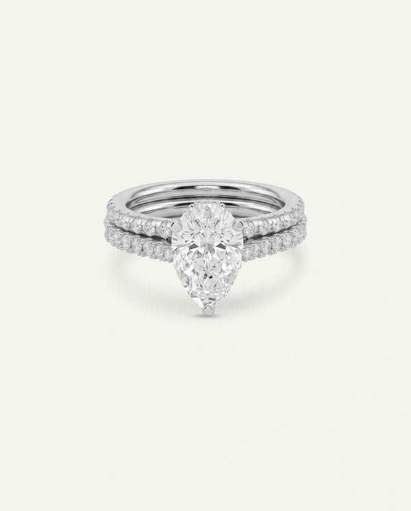 Ovani® Lab-grown Diamond Pear Hidden Halo Bridal Set