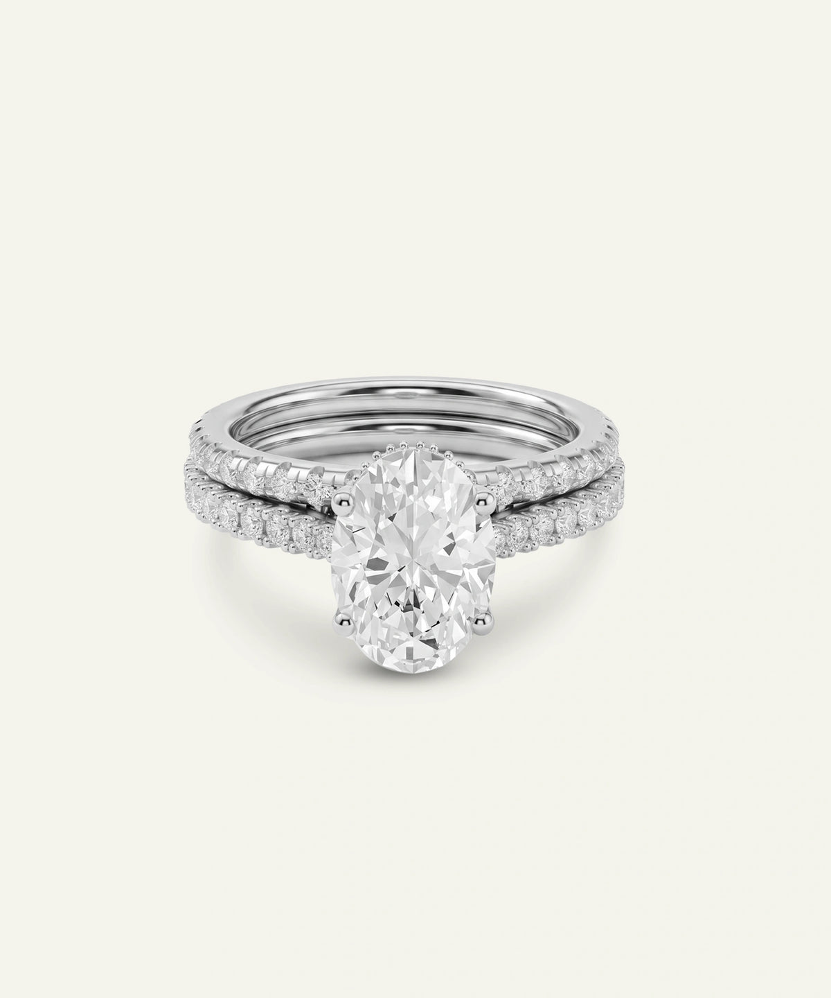 Ovani® Lab-grown Diamond Oval Hidden Halo Bridal Set