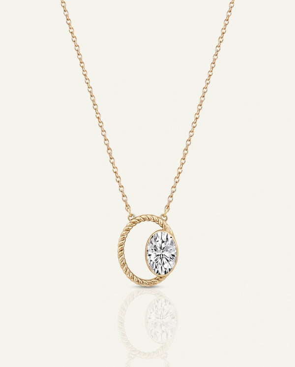 Novello Lab-grown Diamond Oval Circle of Life Necklace