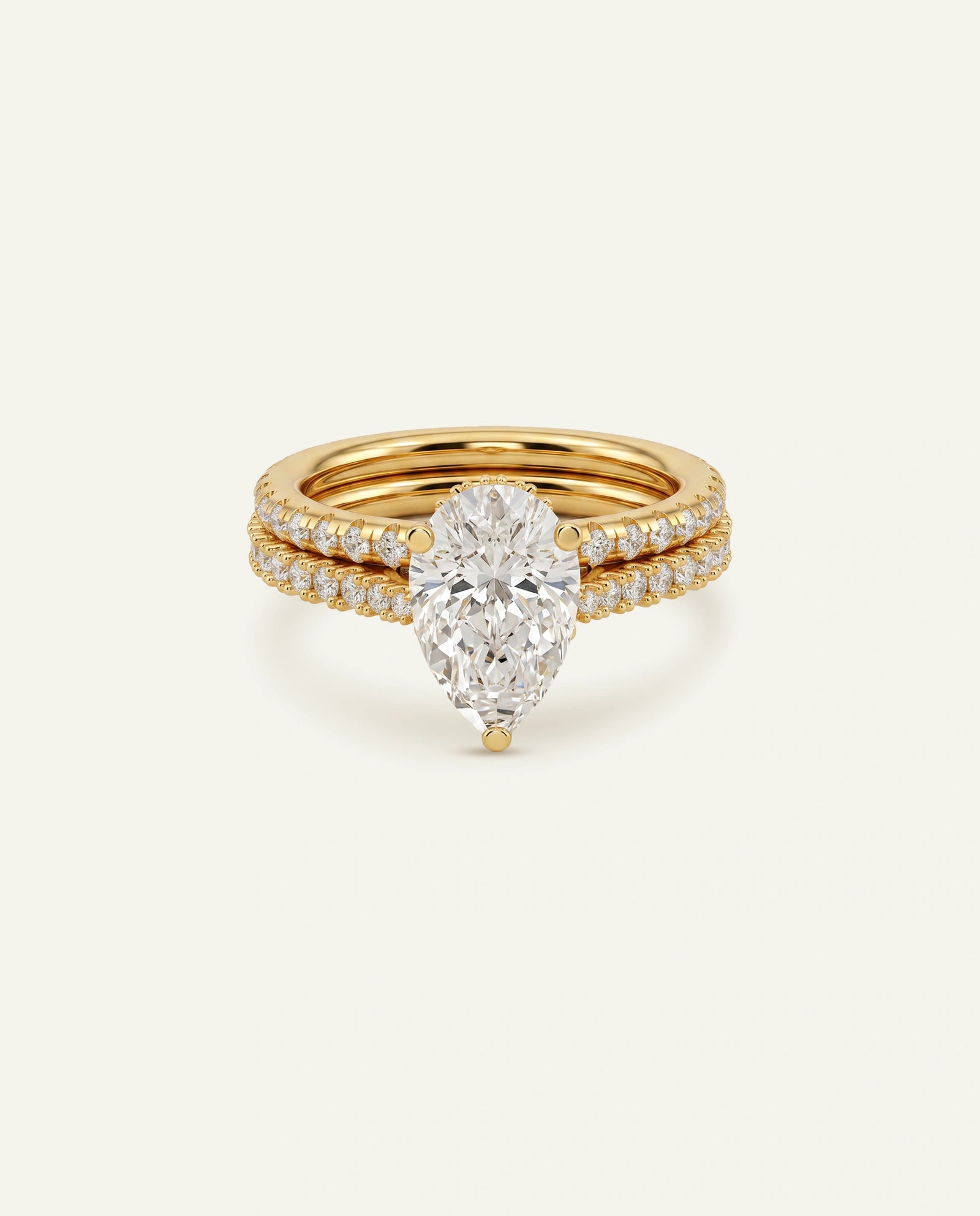 Ovani® Lab-grown Diamond Pear Hidden Halo Bridal Set