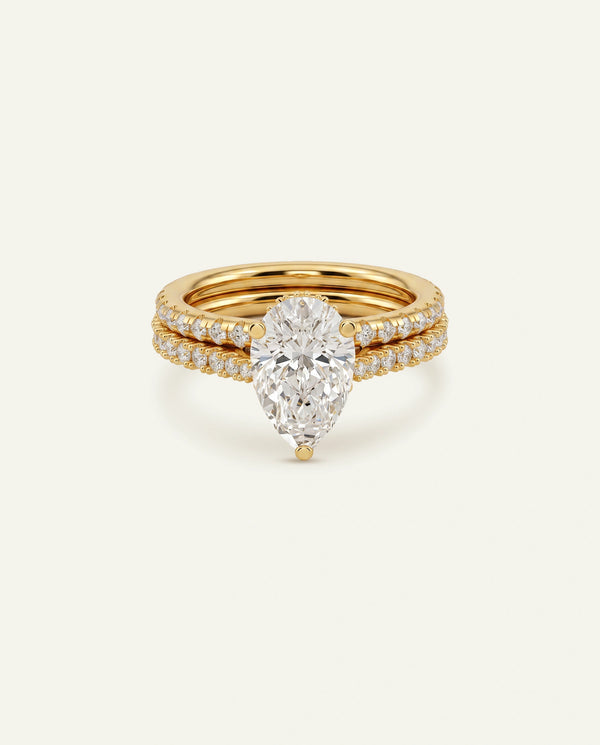 Ovani® Lab-grown Diamond Pear Hidden Halo Bridal Set